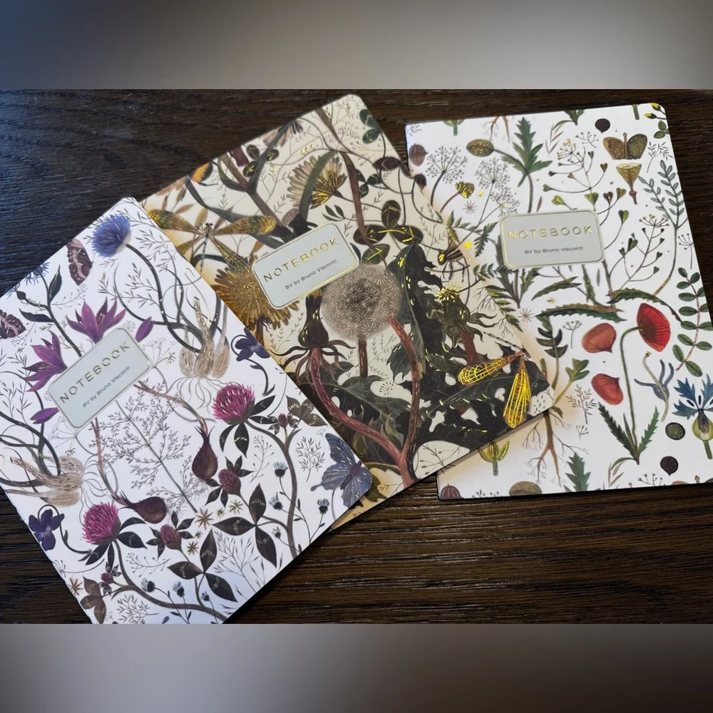 Set of 3 Gorgeous Gold Foil Detailed Soft Touch Notebook Journals- lovely gift!